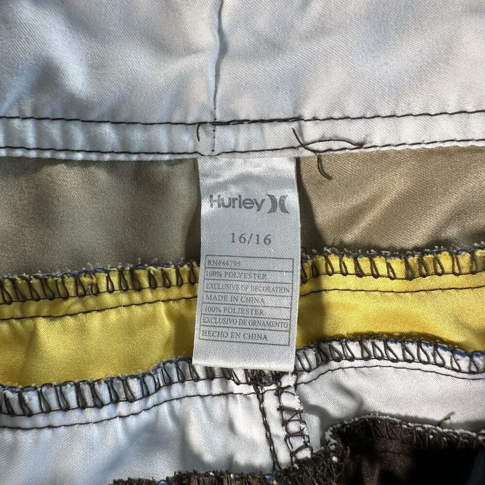 Hurley Boys Brown Board Shorts Swim Trunks Size 16 XL SURFING WAKEBOARD